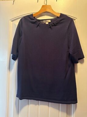 Coldwater Creek Navy Ribbed Short Sleeve Top